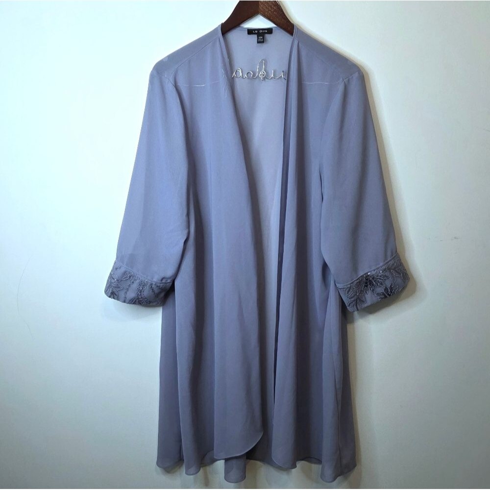 Le Bos Blue Formal Wedding Sheer Cardigan Style#27335 Cut# 11272 Size 20W
